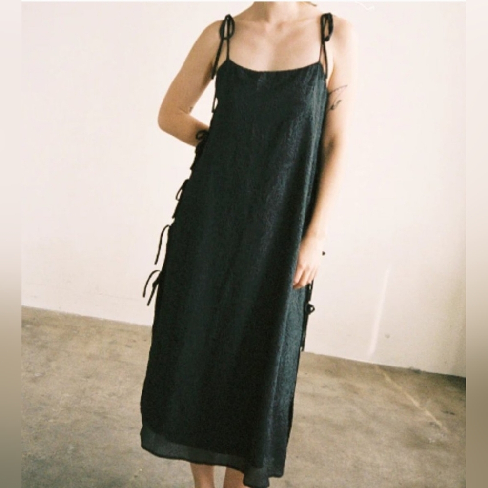 Mar Tie Midi Dress LISA SAYS GAH - BLACK ROSETTE, new with tags. Size XL